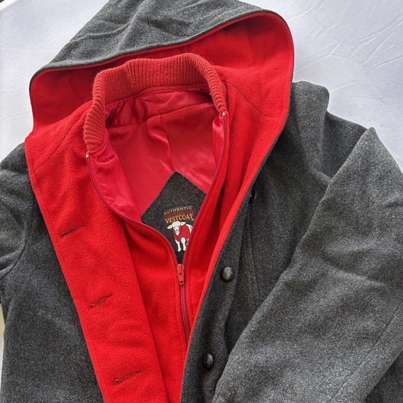 Mackintosh Other - Vintage Mackintosh Vestcoat‎ Wool Hooded Coat Men's Large Gray Red Lined